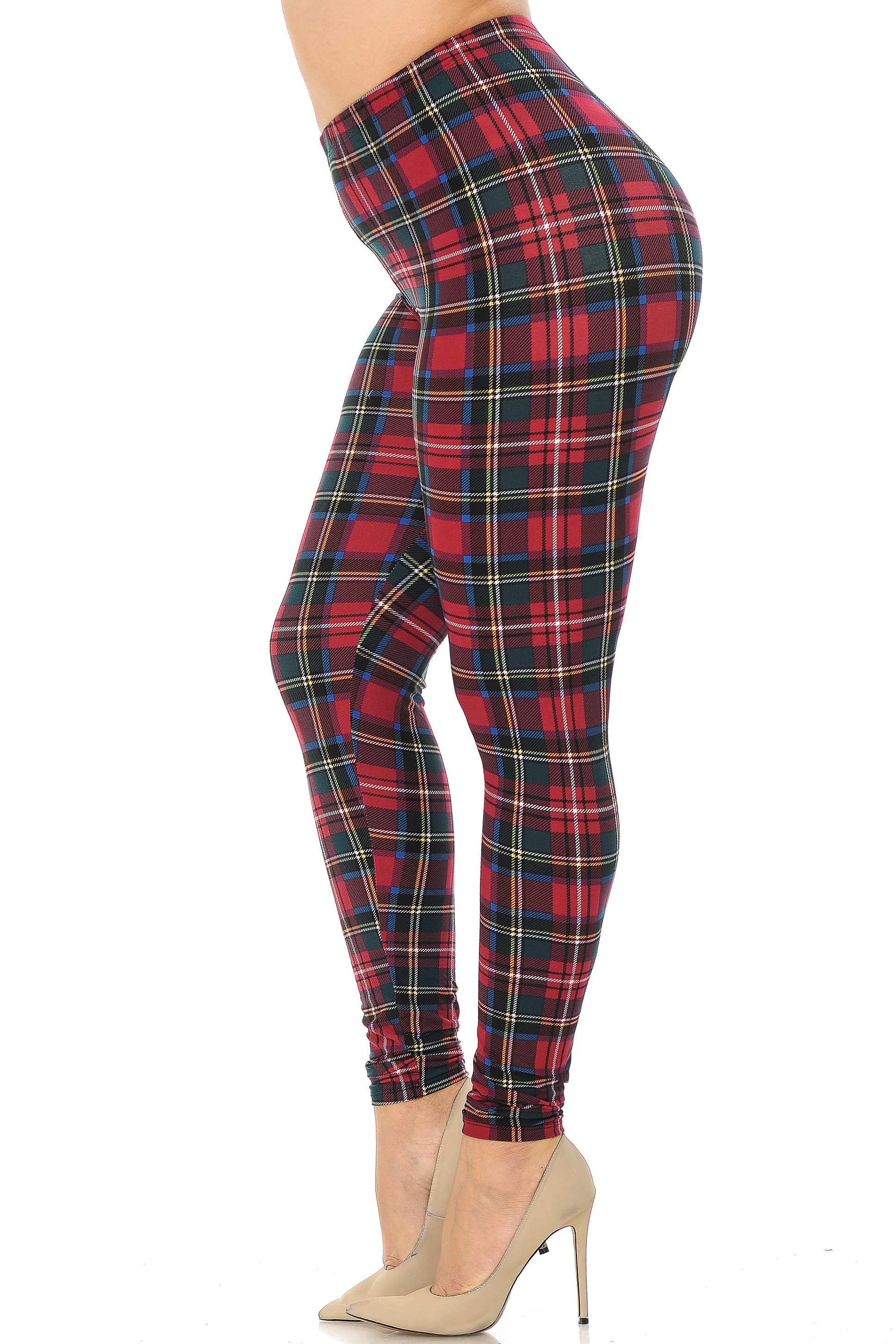 Wholesale Buttery Smooth Modish Plaid Extra Plus Size Leggings - 3X-5X