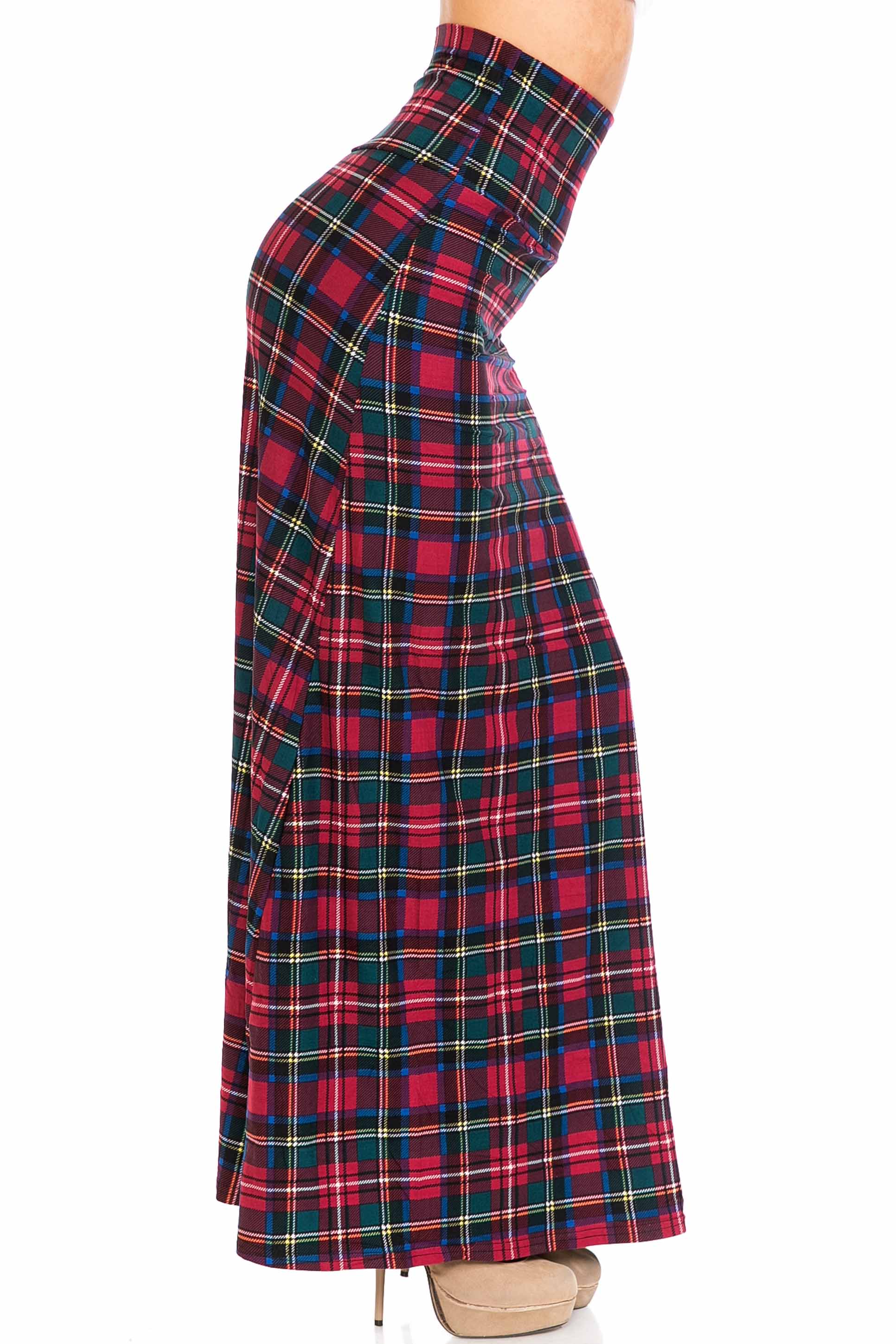 Wholesale Buttery Smooth Modish Plaid Maxi Skirt