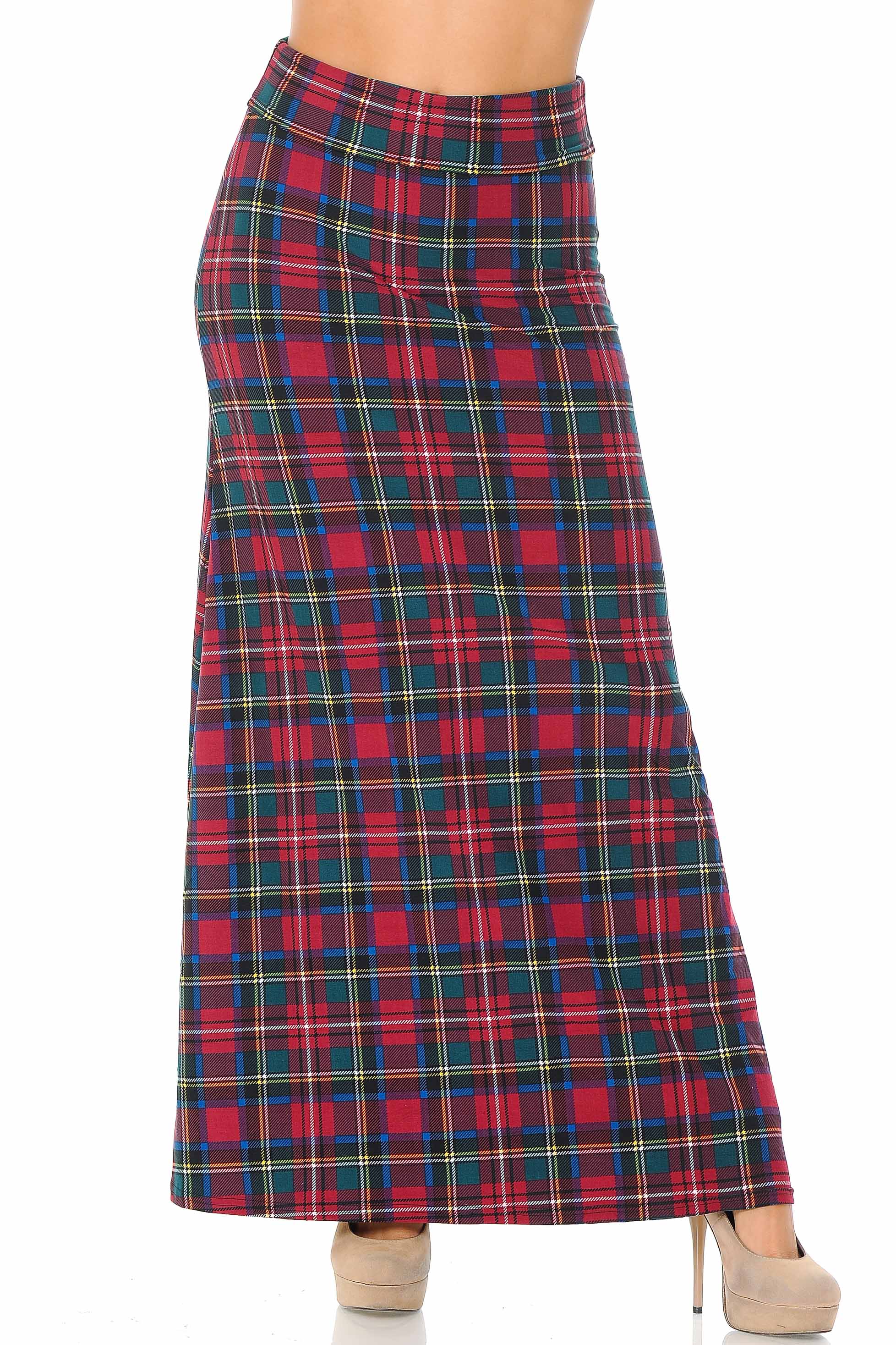 Wholesale Buttery Smooth Modish Plaid Maxi Skirt