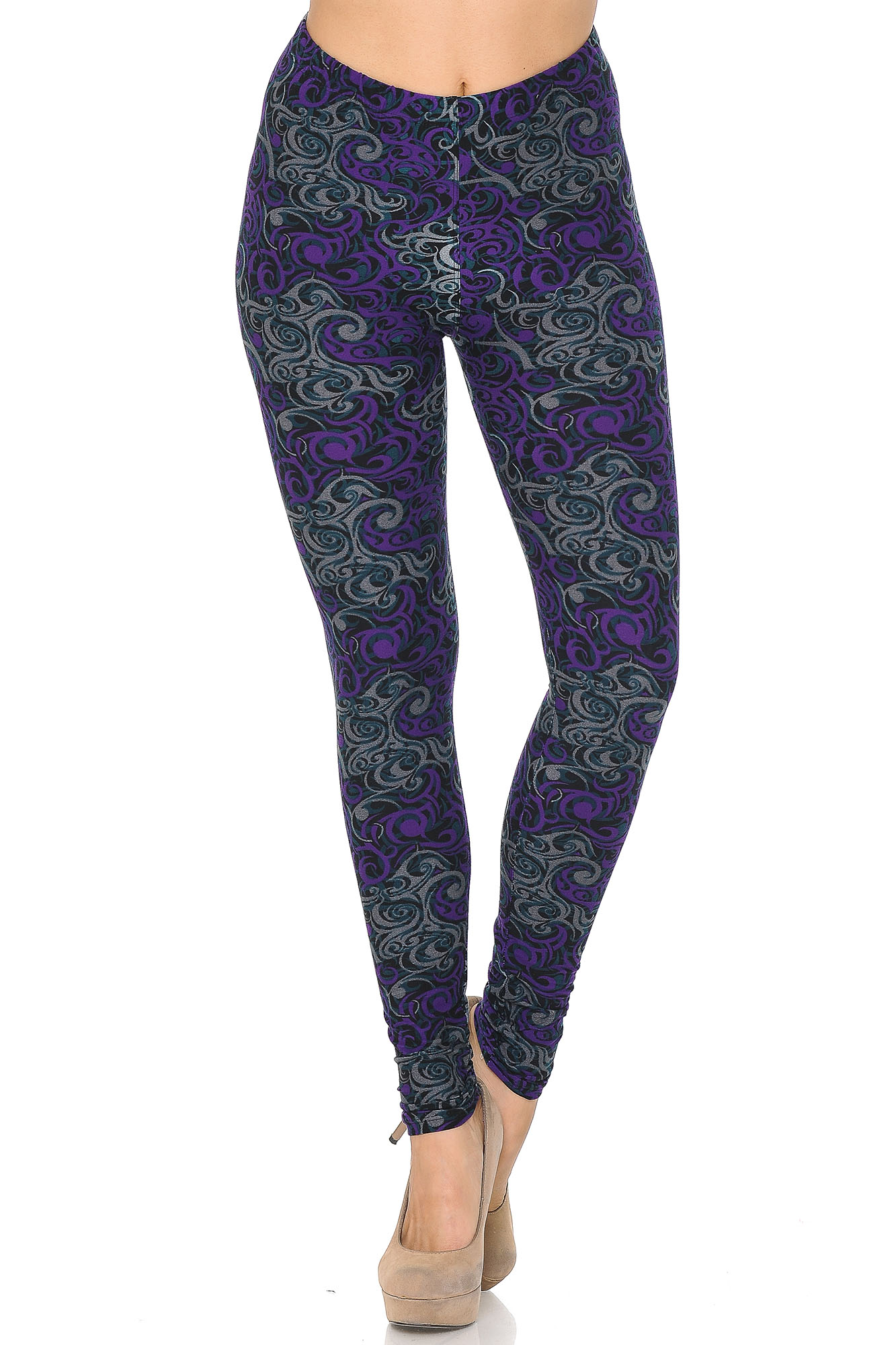 Wholesale Buttery Smooth Purple Tangled Swirl Leggings