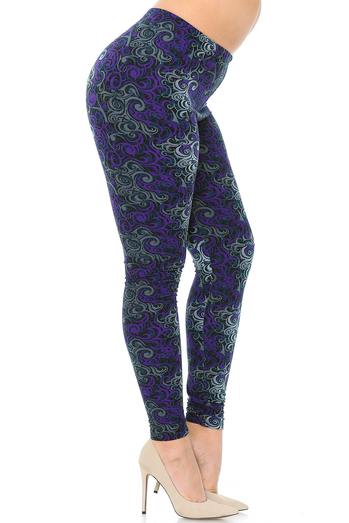 Wholesale Buttery Smooth Purple Tangled Swirl Extra Plus Size Leggings - 3X-5X