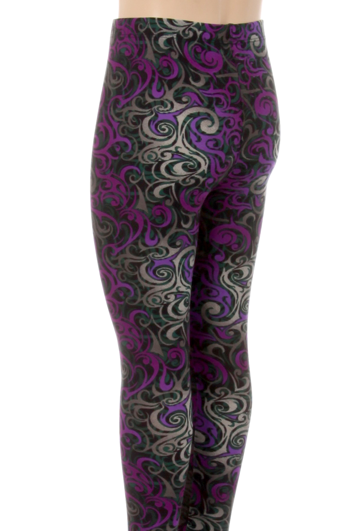 Wholesale Buttery Soft Purple Tangled Swirl Kids Leggings