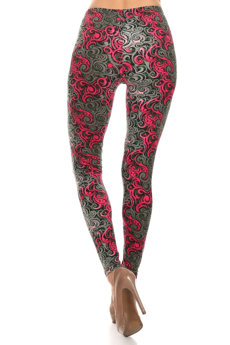 Wholesale Buttery Smooth Fuchsia Tangled Swirl Leggings