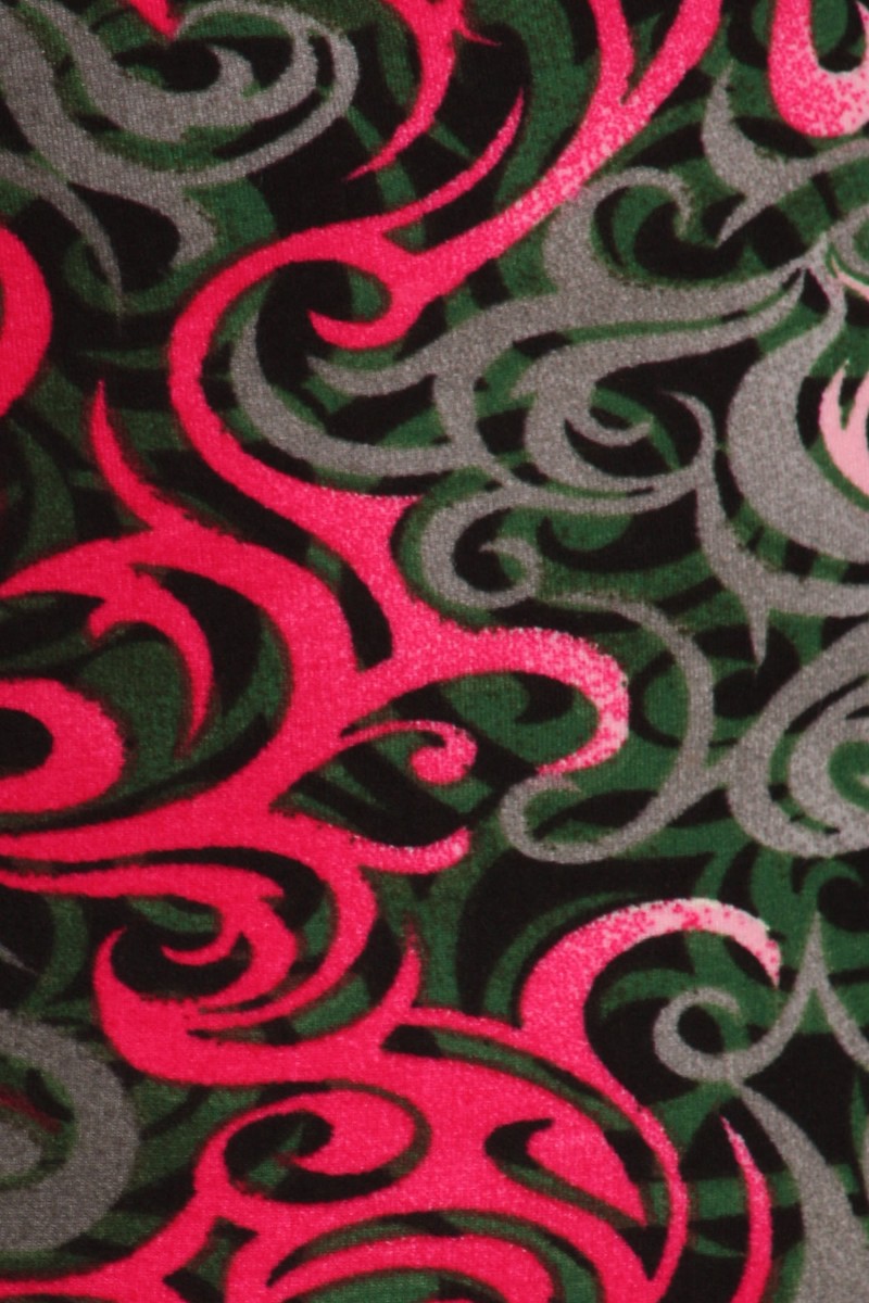 Close-up fabric image of Wholesale Buttery Smooth Fuchsia Tangled Swirl Extra Plus Size Leggings - 3X-5X