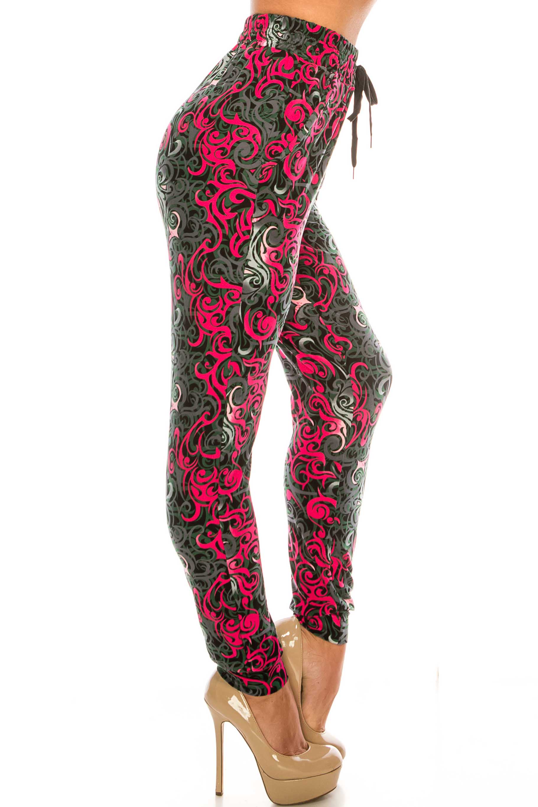 Wholesale Buttery Smooth Fuchsia Tangled Swirl Joggers