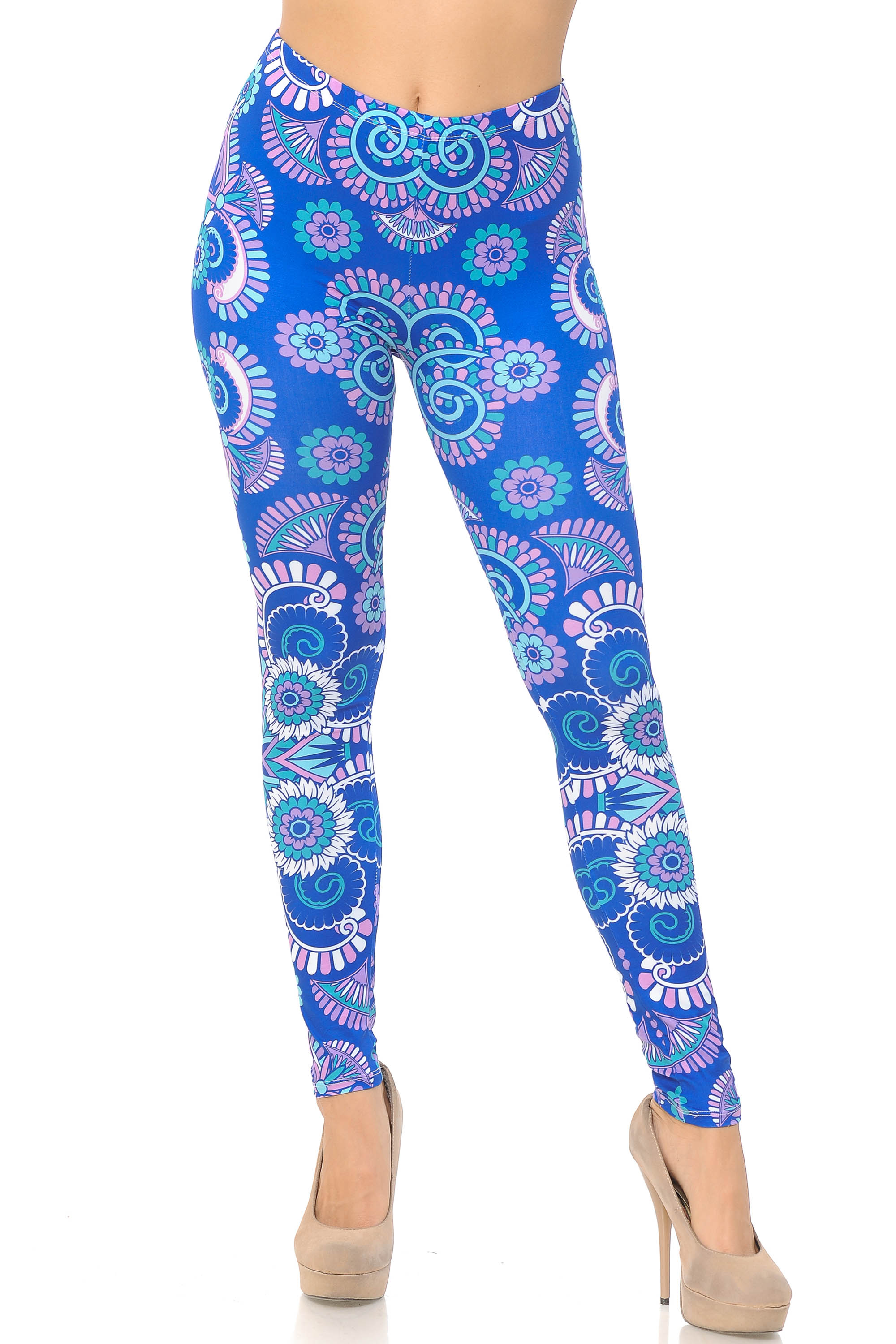 Wholesale Creamy Soft Blue Mandala Burst Leggings