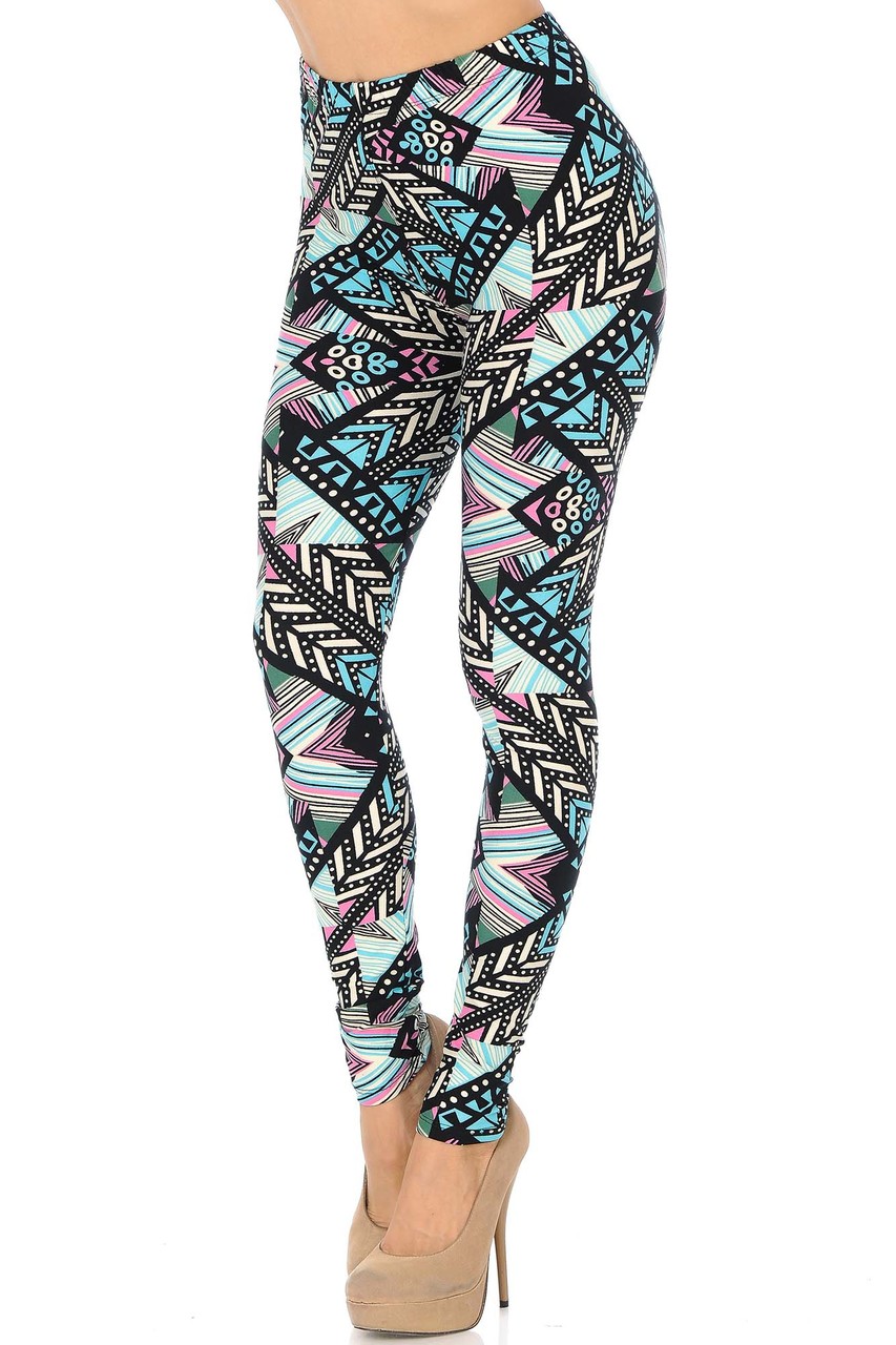 Wholesale Buttery Smooth Melodic Emerald Tribal Leggings