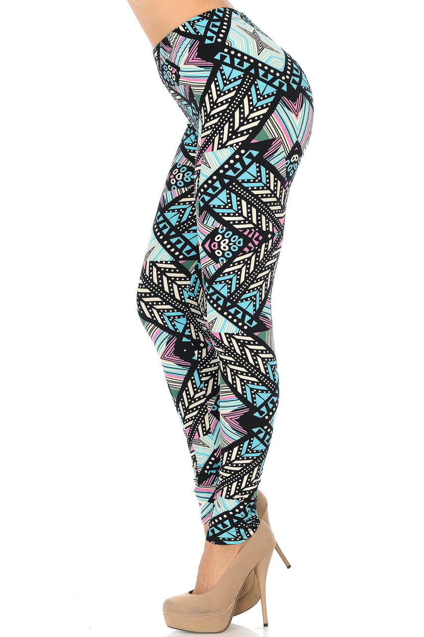 Wholesale Buttery Smooth Melodic Emerald Tribal Leggings