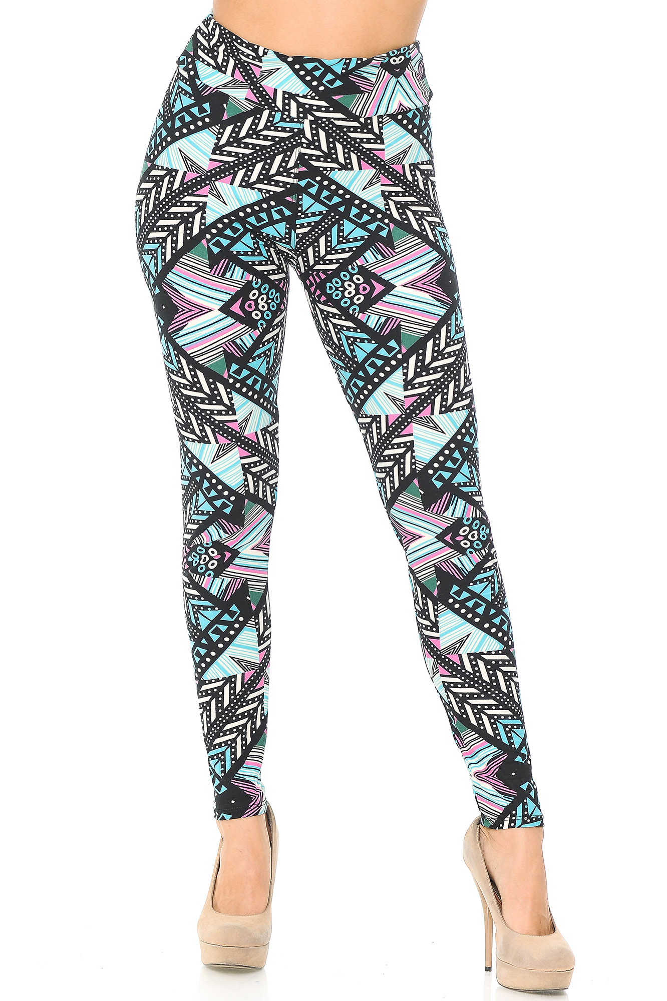Wholesale Buttery Smooth Melodic Emerald Tribal High Waisted Leggings