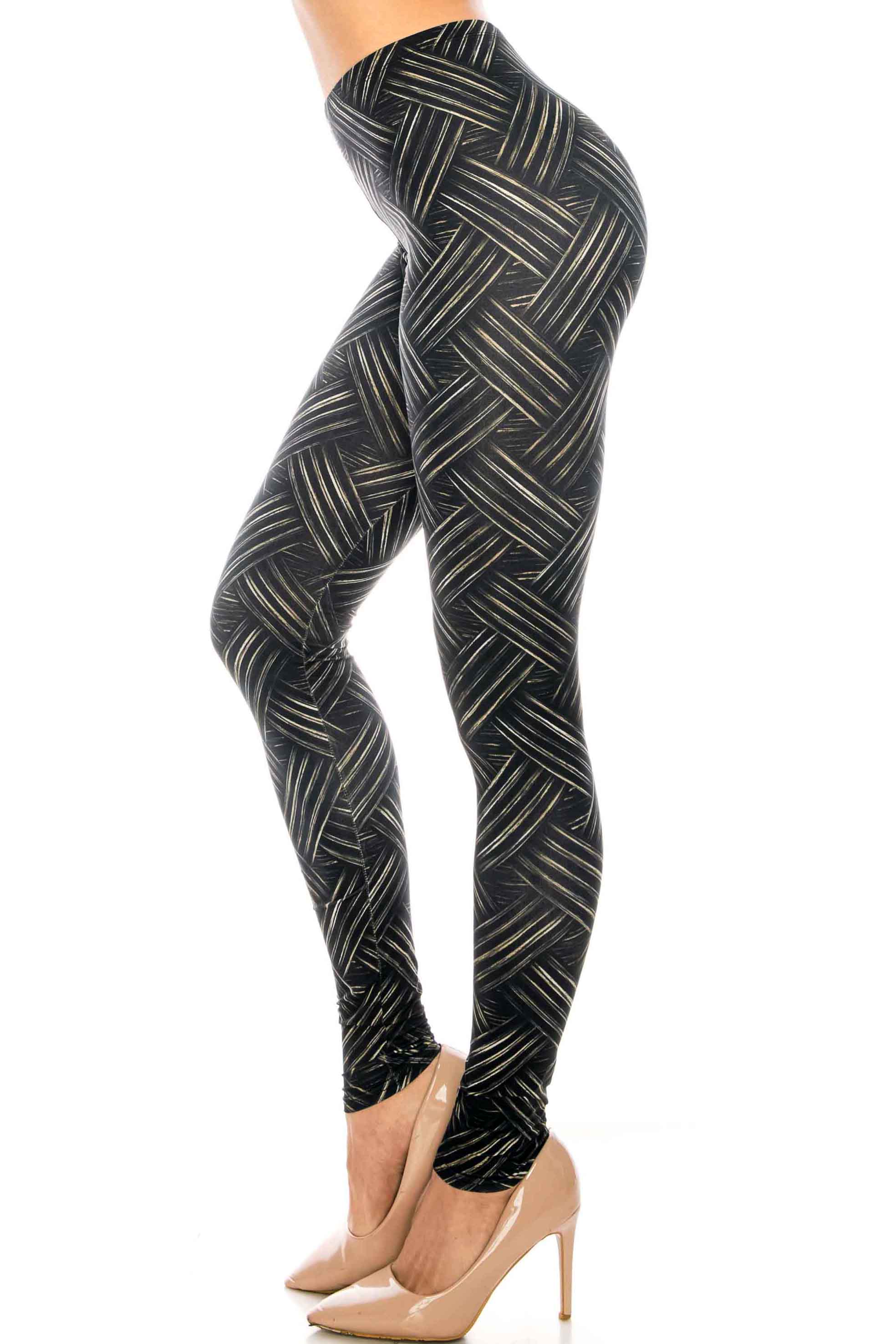 Wholesale Creamy Soft Bronzed Banded Crisscross Leggings - Signature Collection