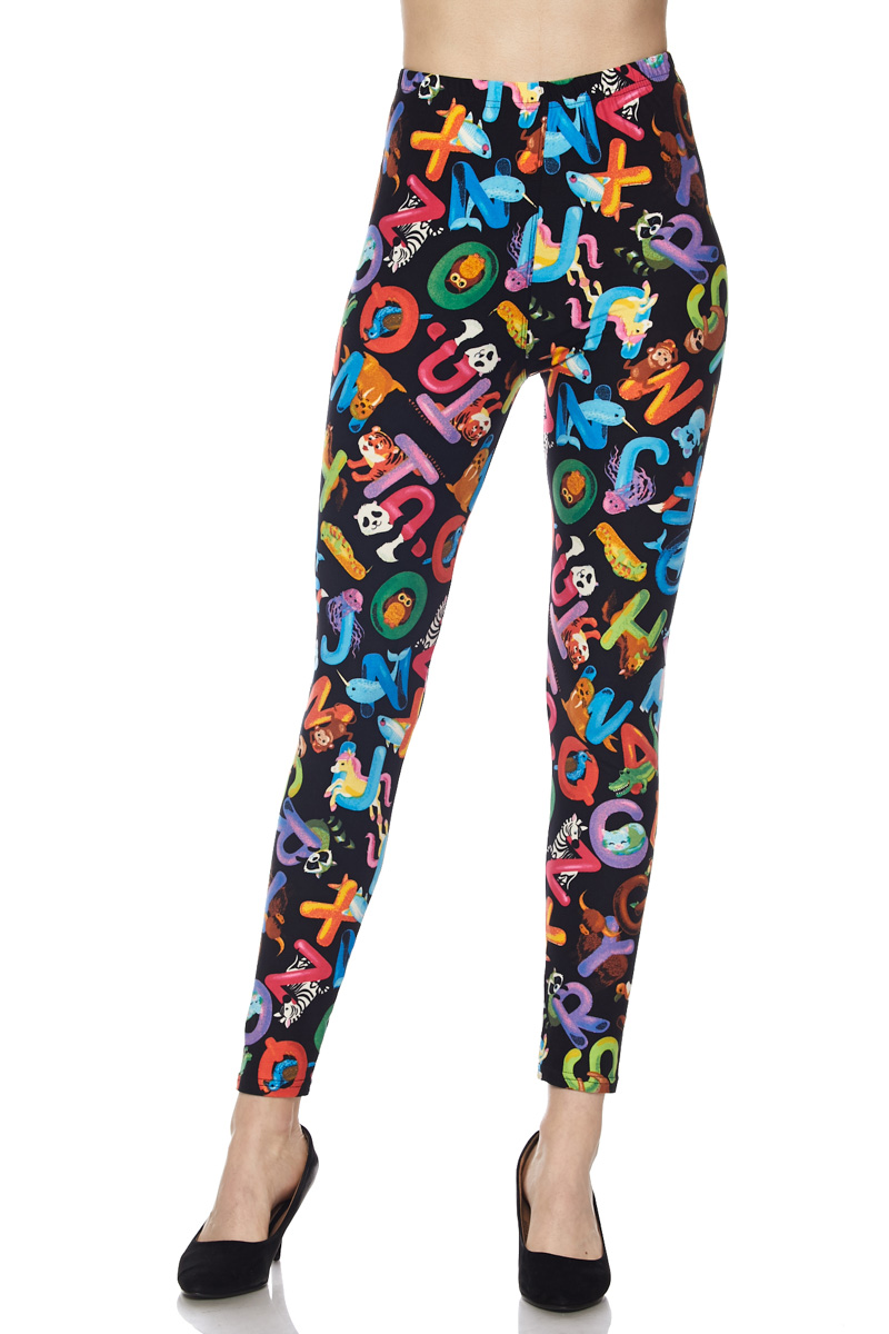 Wholesale Buttery Smooth Animal Alphabet Extra Plus Size Leggings - 3X-5X