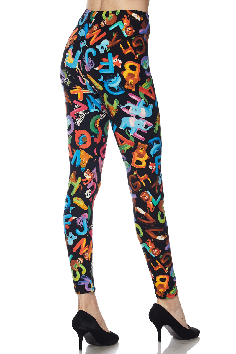 Wholesale Buttery Smooth Animal Alphabet Extra Plus Size Leggings - 3X-5X