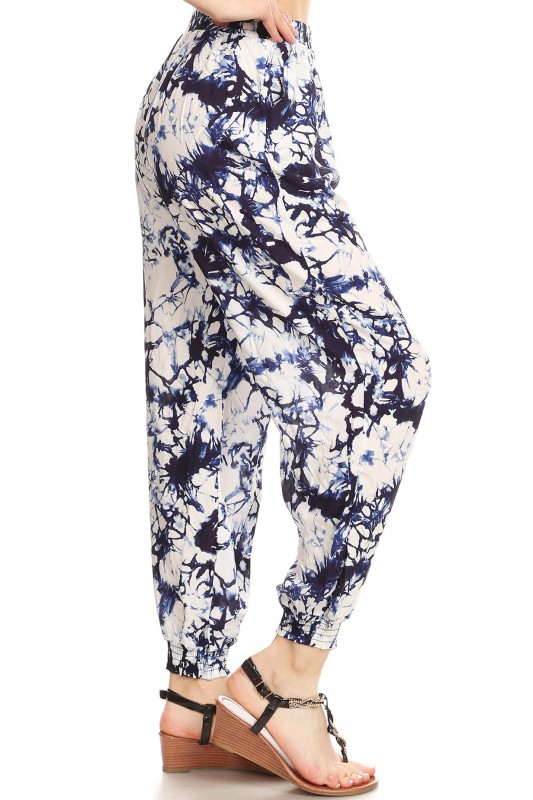 Wholesale Tie Dye Blue Harem Joggers