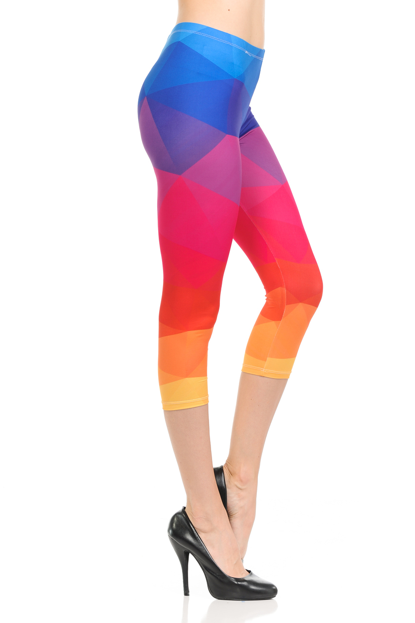 Wholesale Brushed Graphic Print Spectrum Color Capris