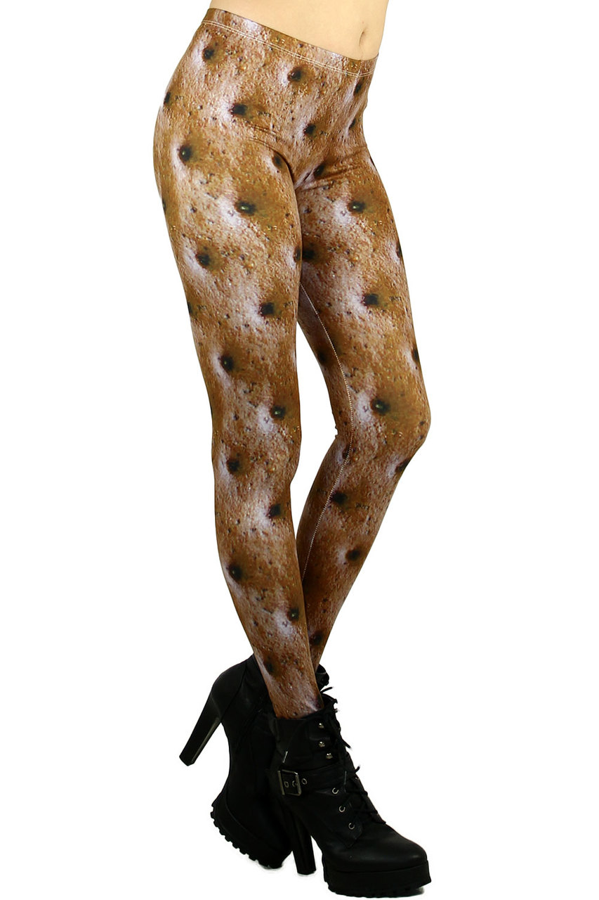 Right Side Image of Brushed Graphic Print Cookie Leggings