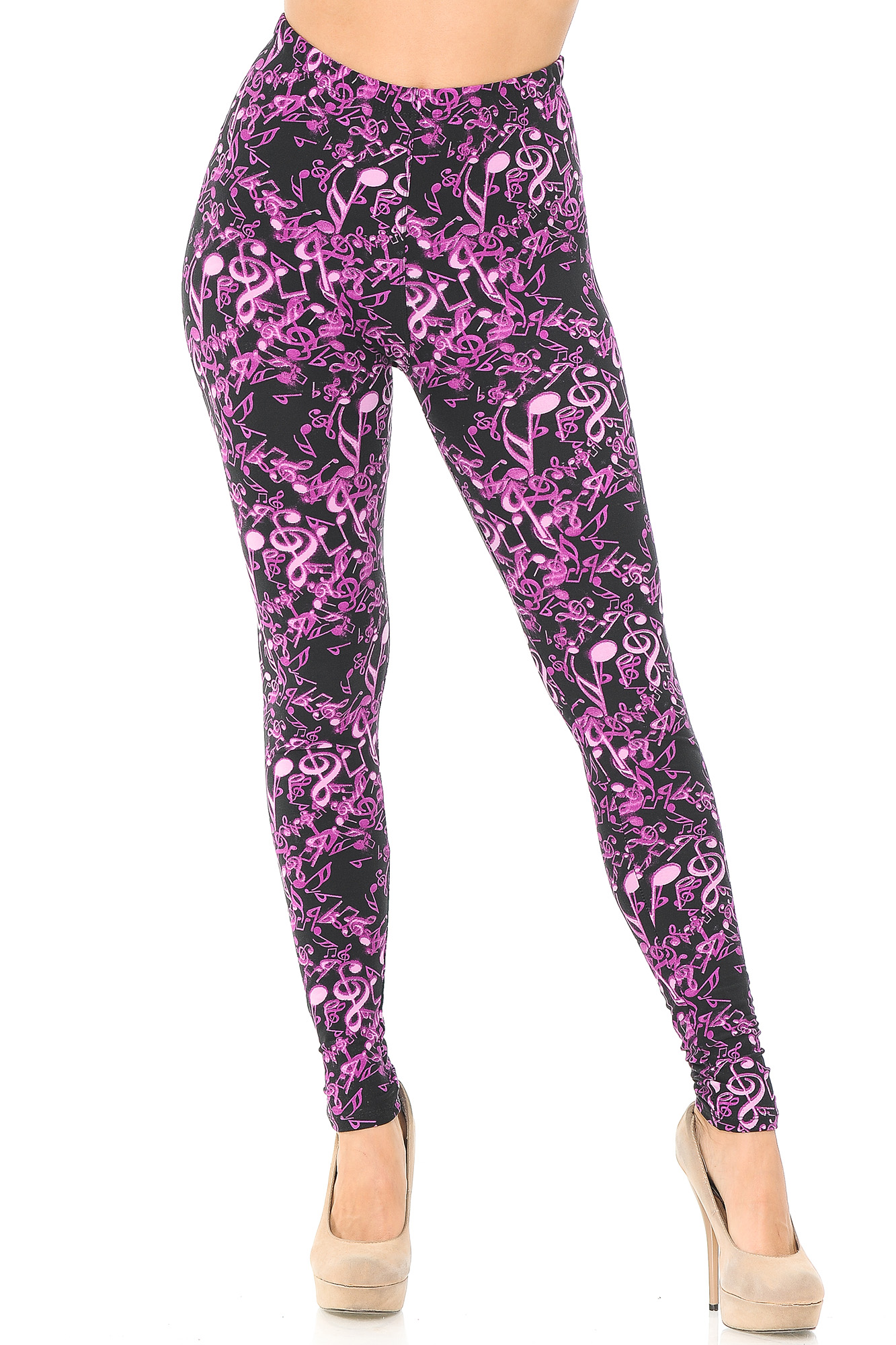 Wholesale Buttery Smooth Electric Fuchsia Music Note Leggings