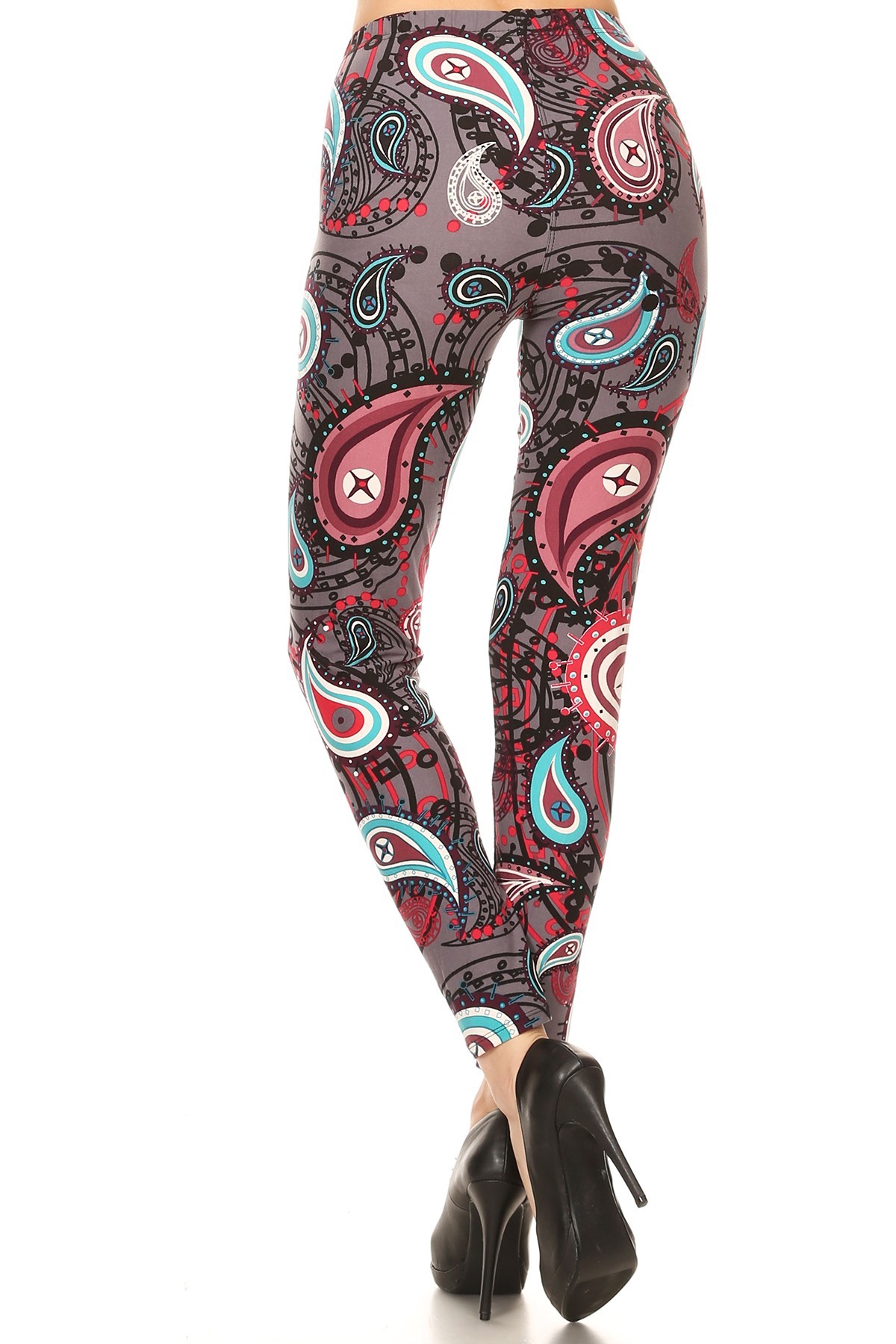 Wholesale Buttery Smooth Jazzy Burgundy Paisley Leggings