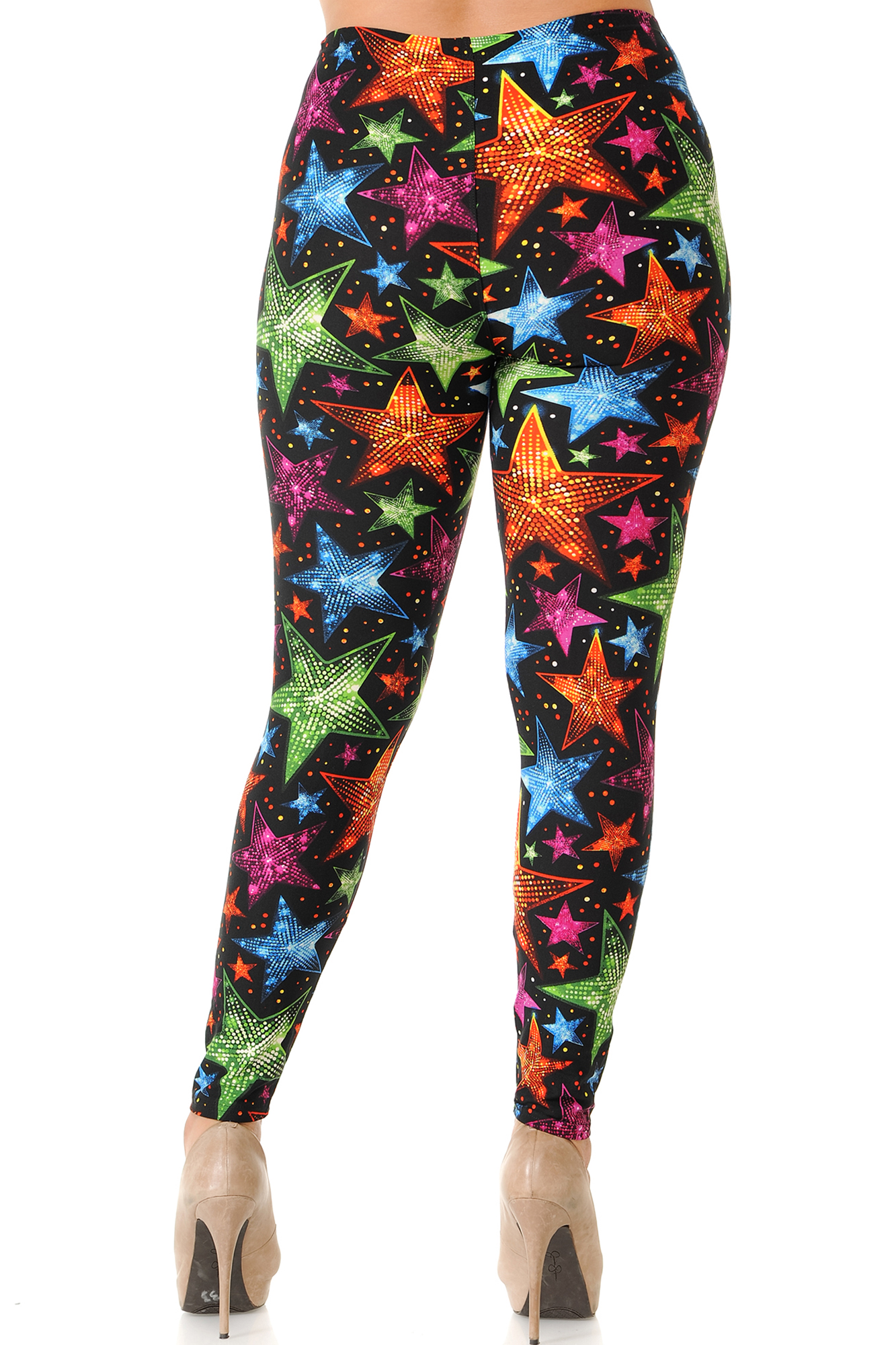 Wholesale Buttery Smooth Glitter Star Extra Plus Size Leggings - 3X-5X