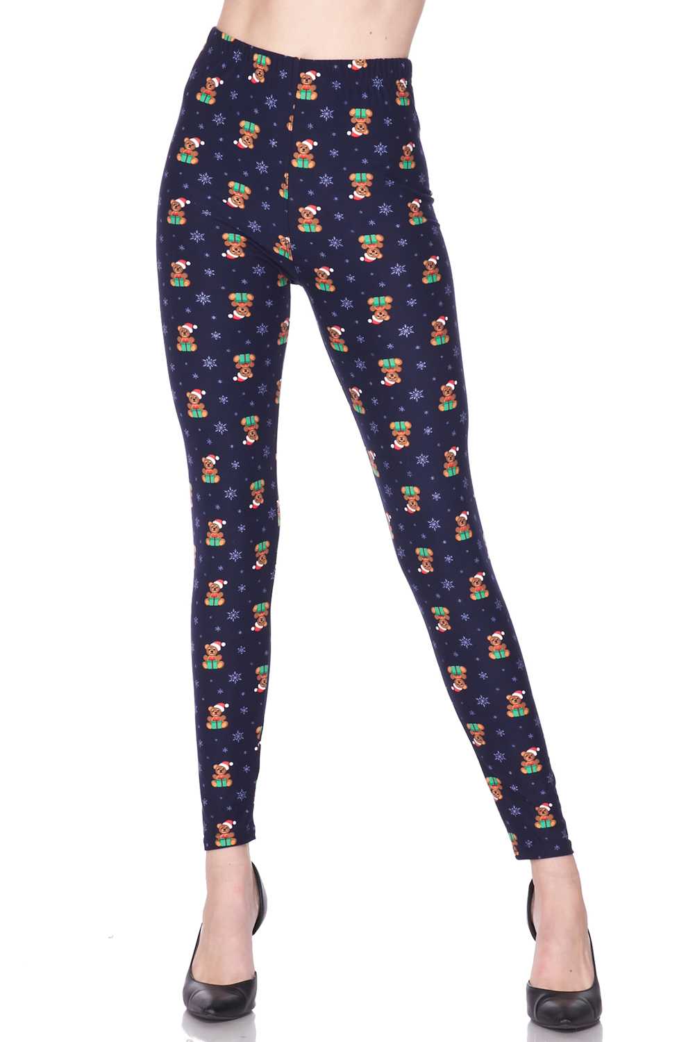 Wholesale Buttery Smooth Christmas Teddy Bears Extra Plus size Leggings - 3X-5X