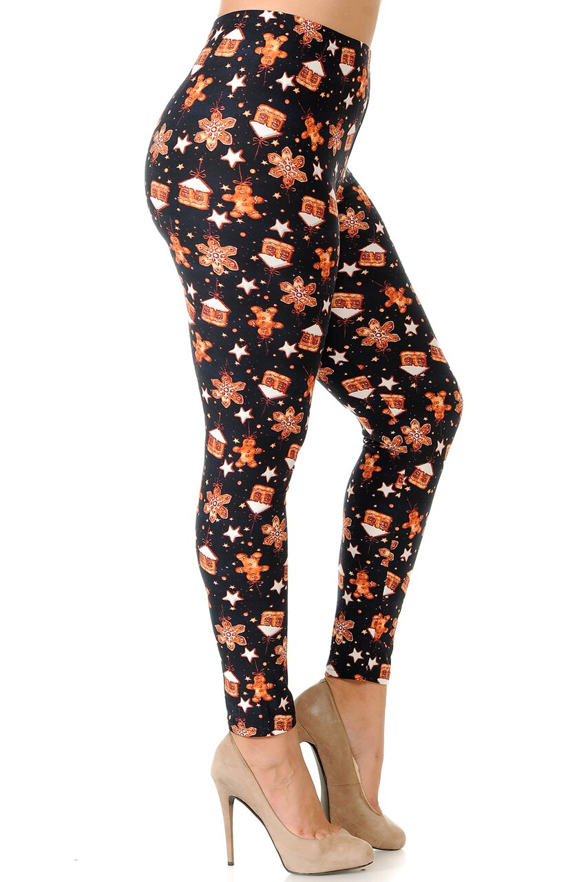 Wholesale Buttery Smooth Holiday Gingerbread Christmas Plus Size Leggings