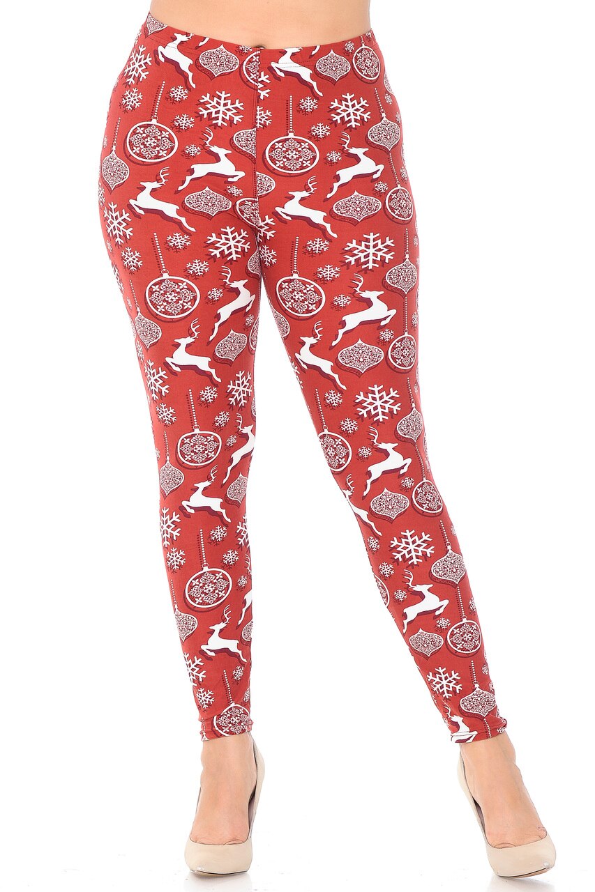Wholesale Buttery Smooth Jumping Christmas Reindeer Plus Size Leggings