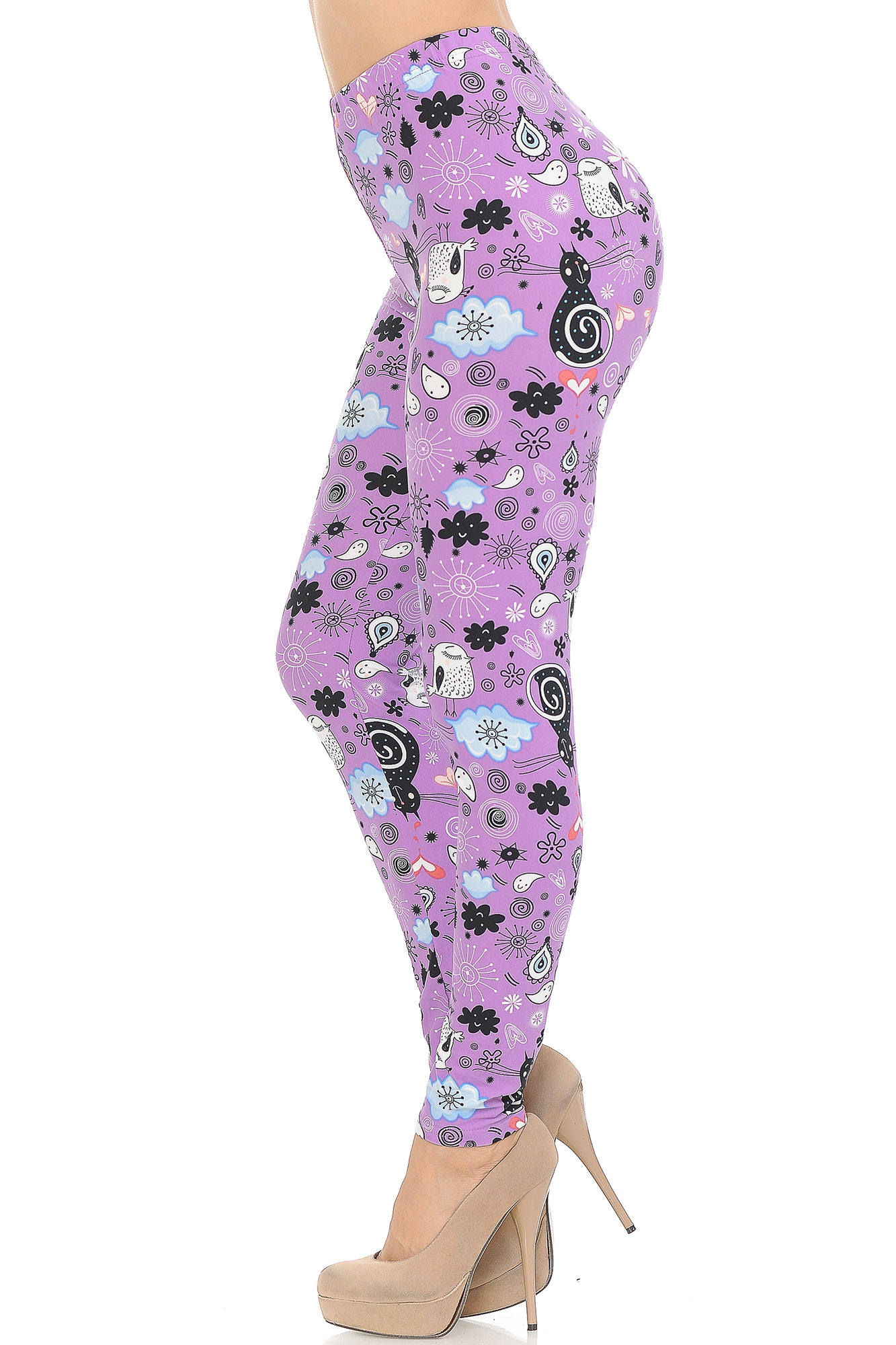 Wholesale Buttery Smooth Lavender Kitty Cats Leggings