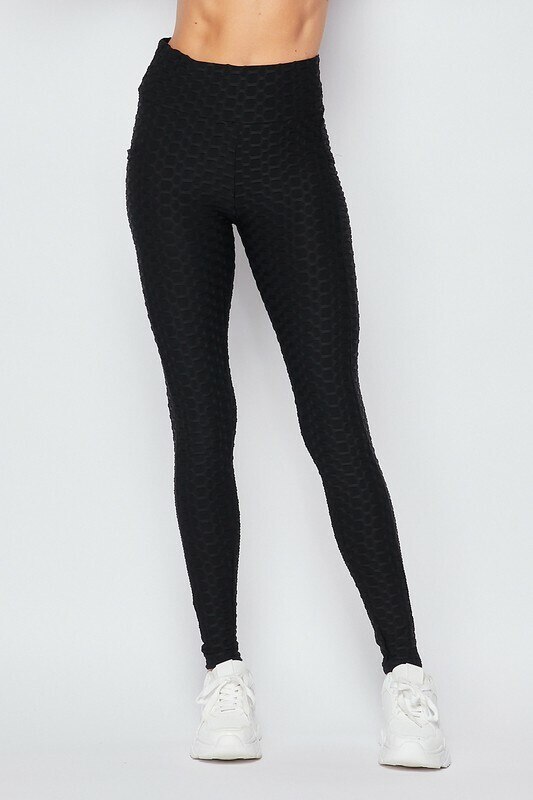 Wholesale Scrunch Butt Textured High Waisted Plus Size Leggings with Pockets