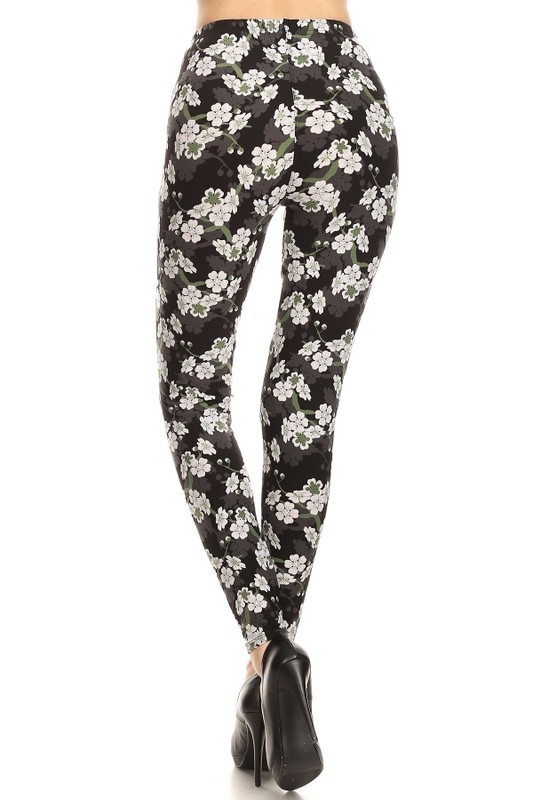 Wholesale Buttery Smooth White Floral Bunch Plus Size Leggings