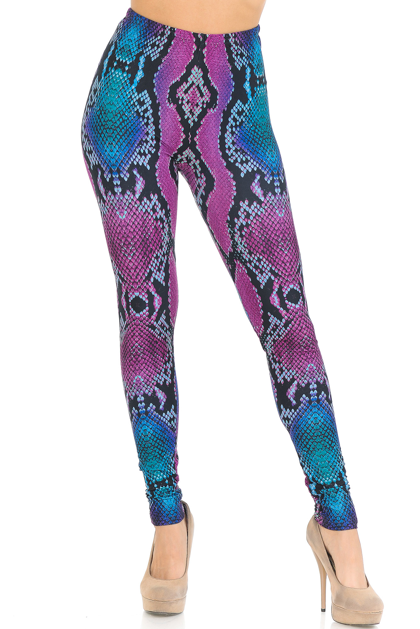 Wholesale Creamy Soft Pink and Blue Snakeskin Extra Small Leggings - USA Fashion™