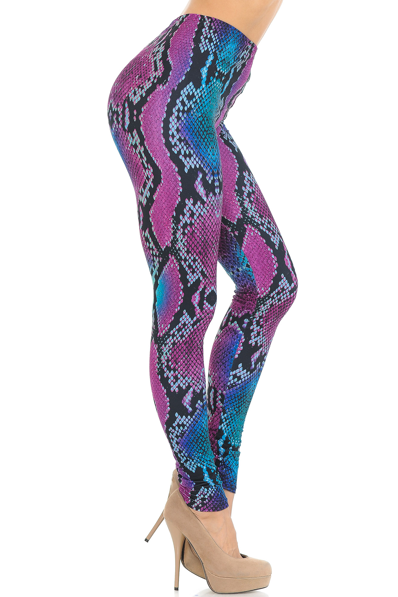 Wholesale Creamy Soft Pink and Blue Snakeskin Extra Small Leggings - USA Fashion™