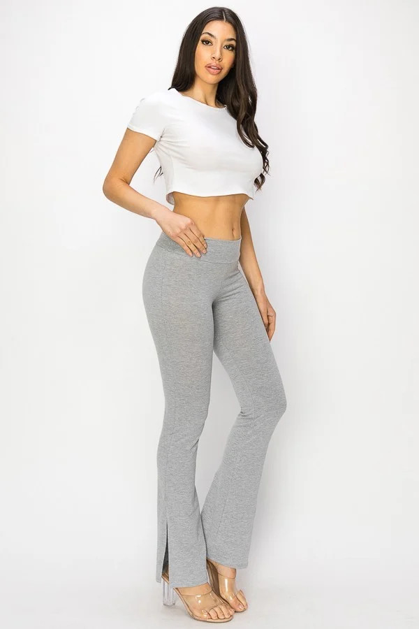 Wholesale USA High Waist Slit Hem Yoga Leggings