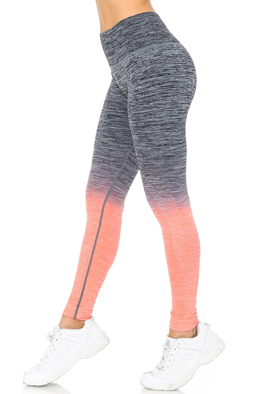 Coral Ombre Heathered Athleica Workout Leggings