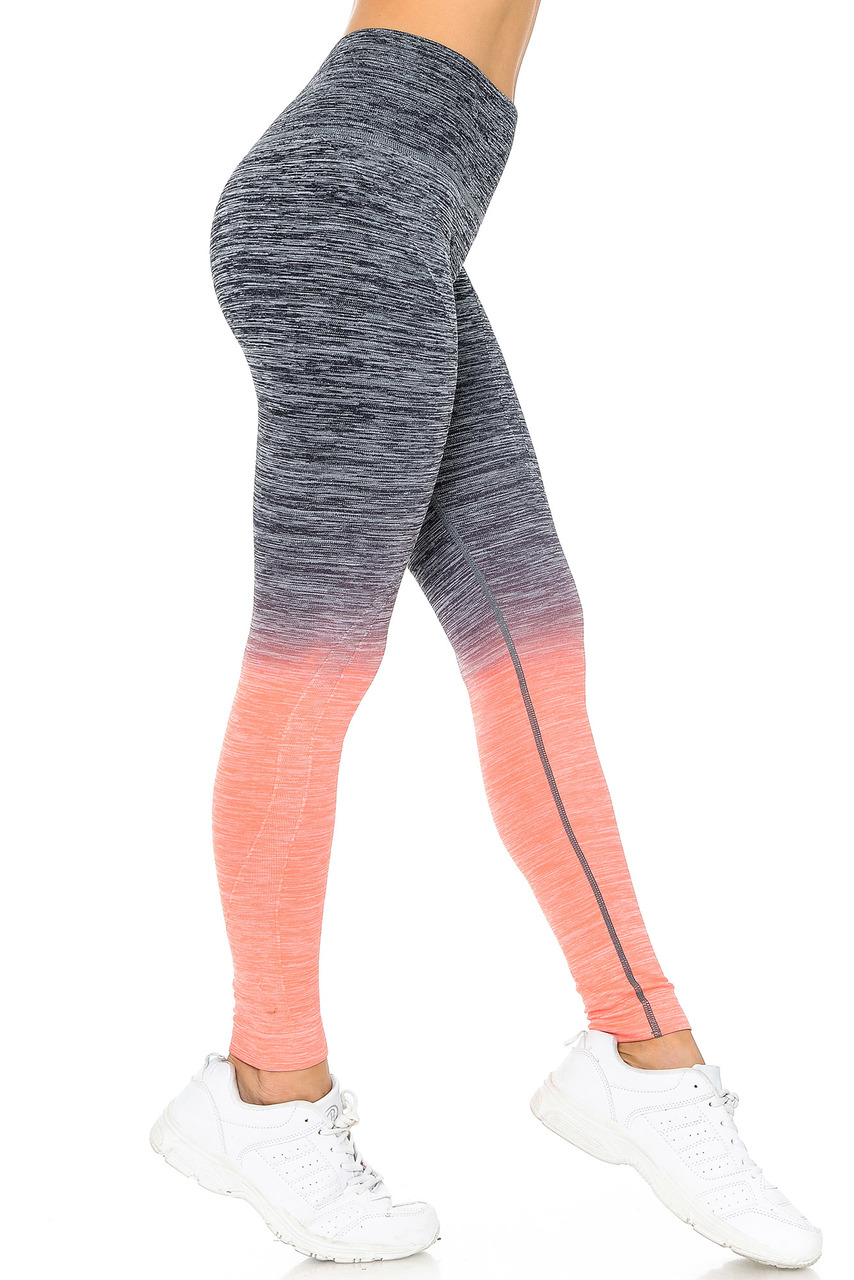 Coral Ombre Heathered Athleica Workout Leggings