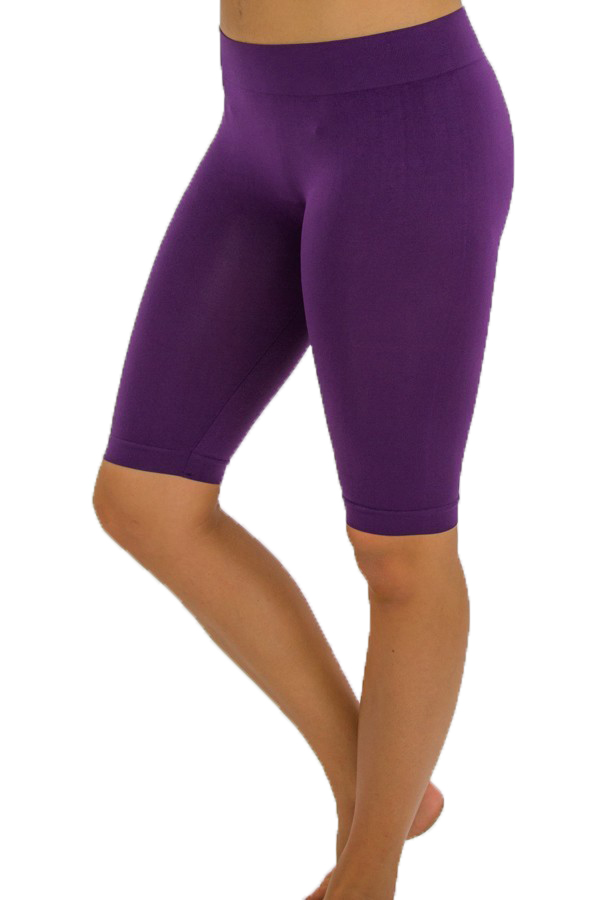 Purple Wholesale Basic Nylon Spandex Biker Shorts - Plus Size