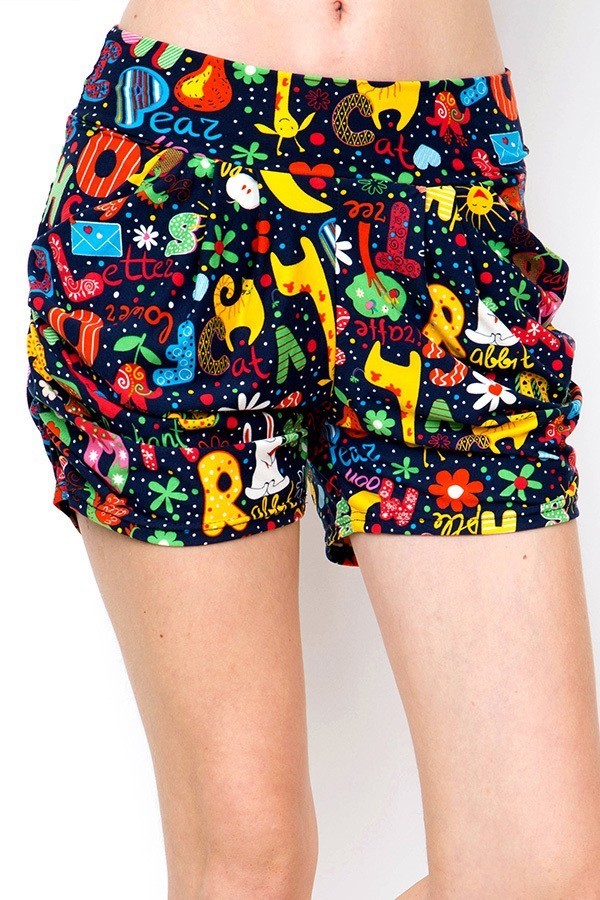 Wholesale Buttery Smooth Animal Letters Harem Shorts