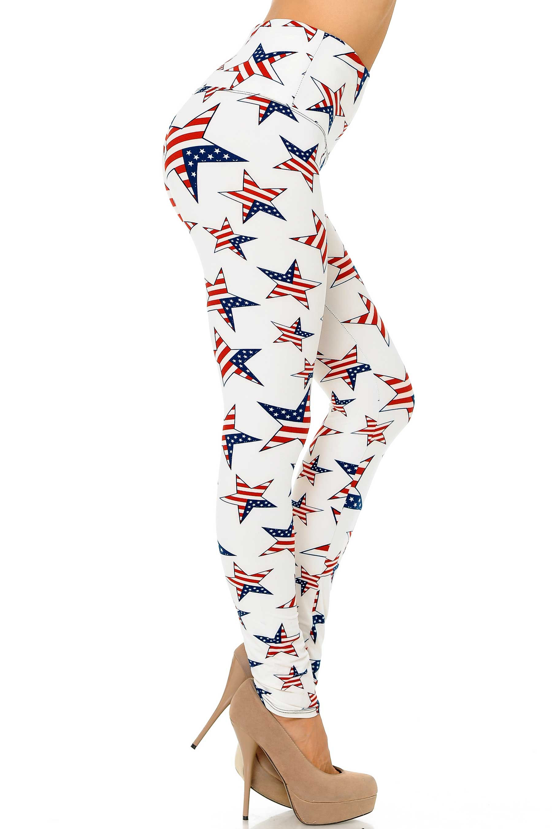 Wholesale Buttery Smooth Split USA Flag Capris