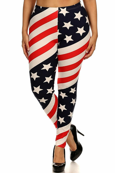 Wholesale Spiral USA Flag Plus Size Leggings