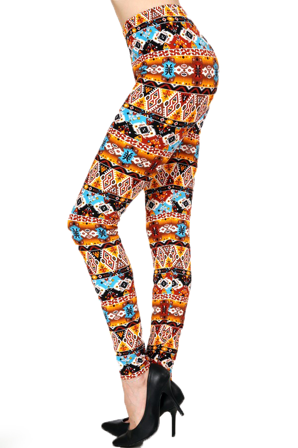 Wholesale Buttery Smooth Sunrise Orange Tribal Leggings