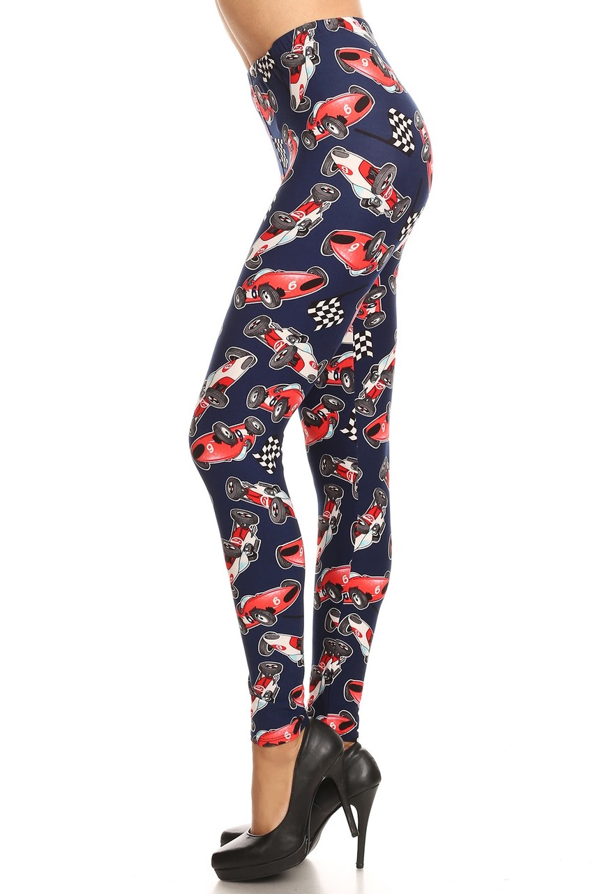 Wholesale Buttery Smooth Retro Race Car Plus Size Leggings - 3X-5X