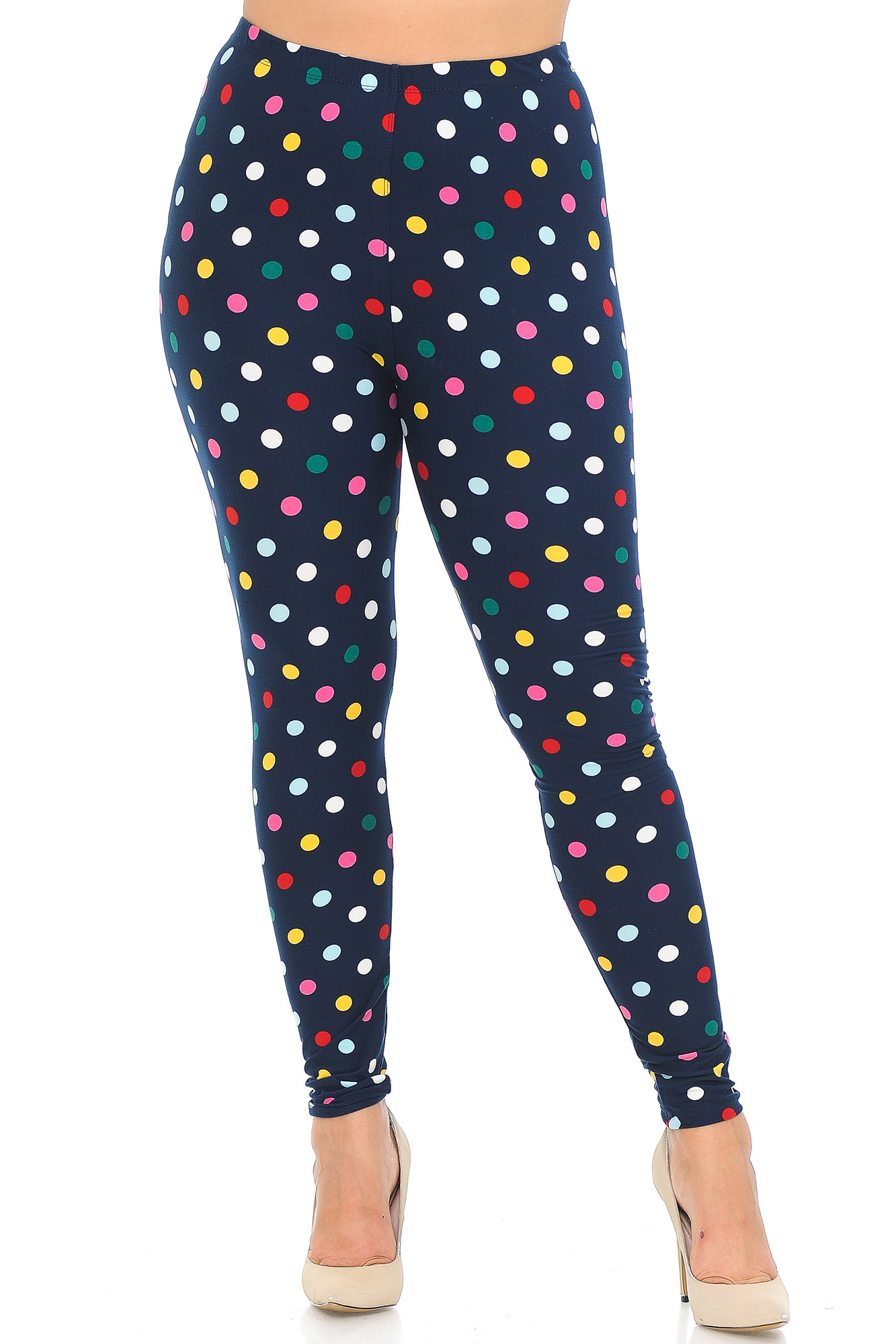 Wholesale Buttery Smooth Colorful Polka Dot Plus Size Leggings - 3X-5X