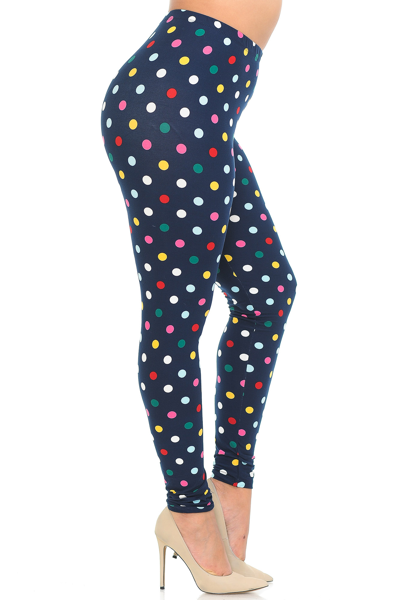 Wholesale Buttery Smooth Colorful Polka Dot Plus Size Leggings - 3X-5X