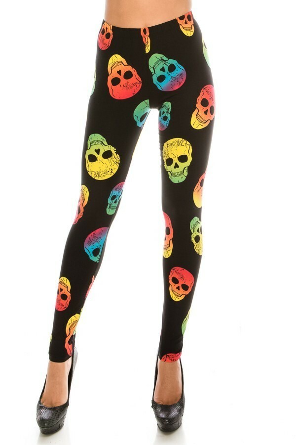 Wholesale Buttery Smooth Chroma Skull Plus Size Leggings