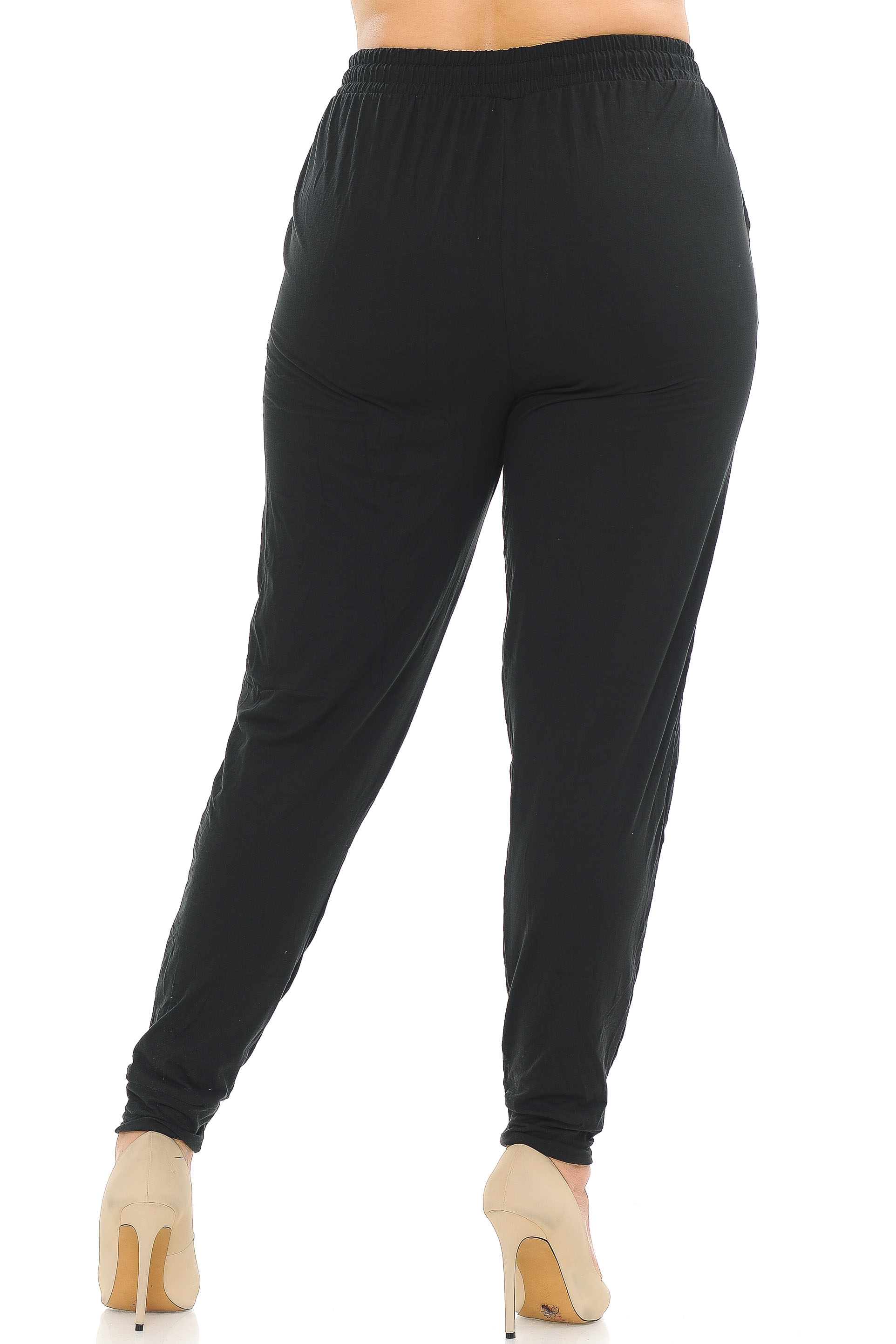 Wholesale Buttery Smooth Basic Black Solid Plus Size Joggers - EEVEE