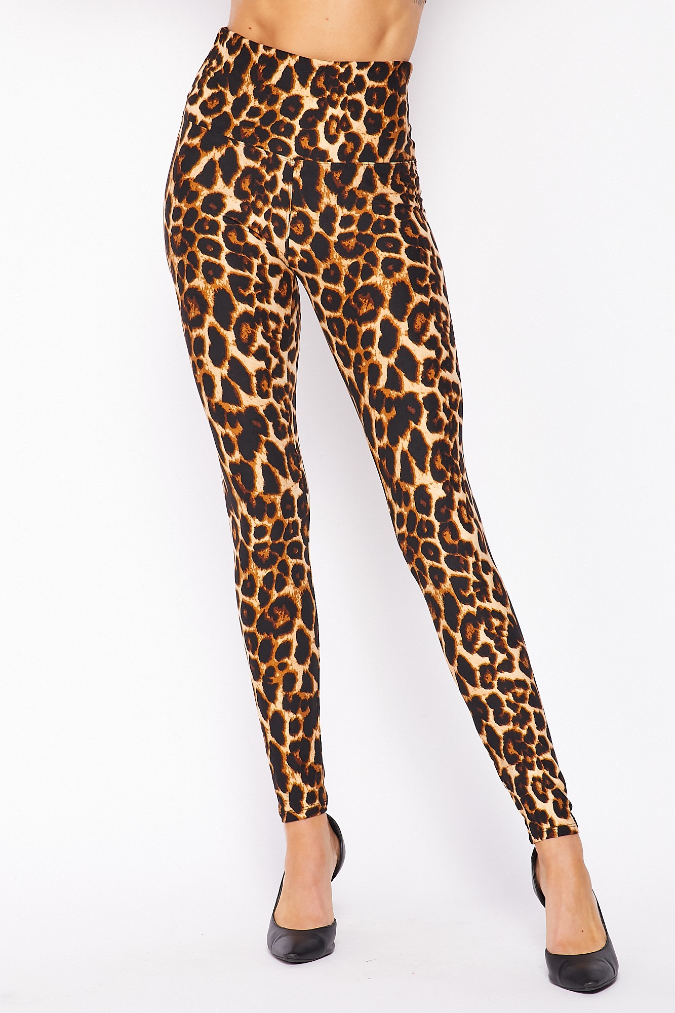 Wholesale Buttery Smooth Bold and Beautiful High Waist Leopard Plus Size Leggings - 5 Inch Waist
