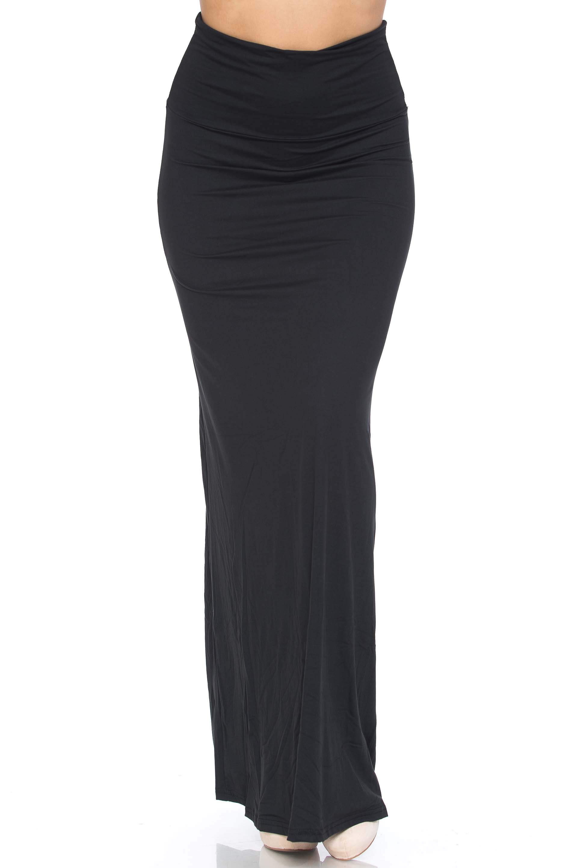 Wholesale Buttery Smooth Basic Black Maxi Skirt