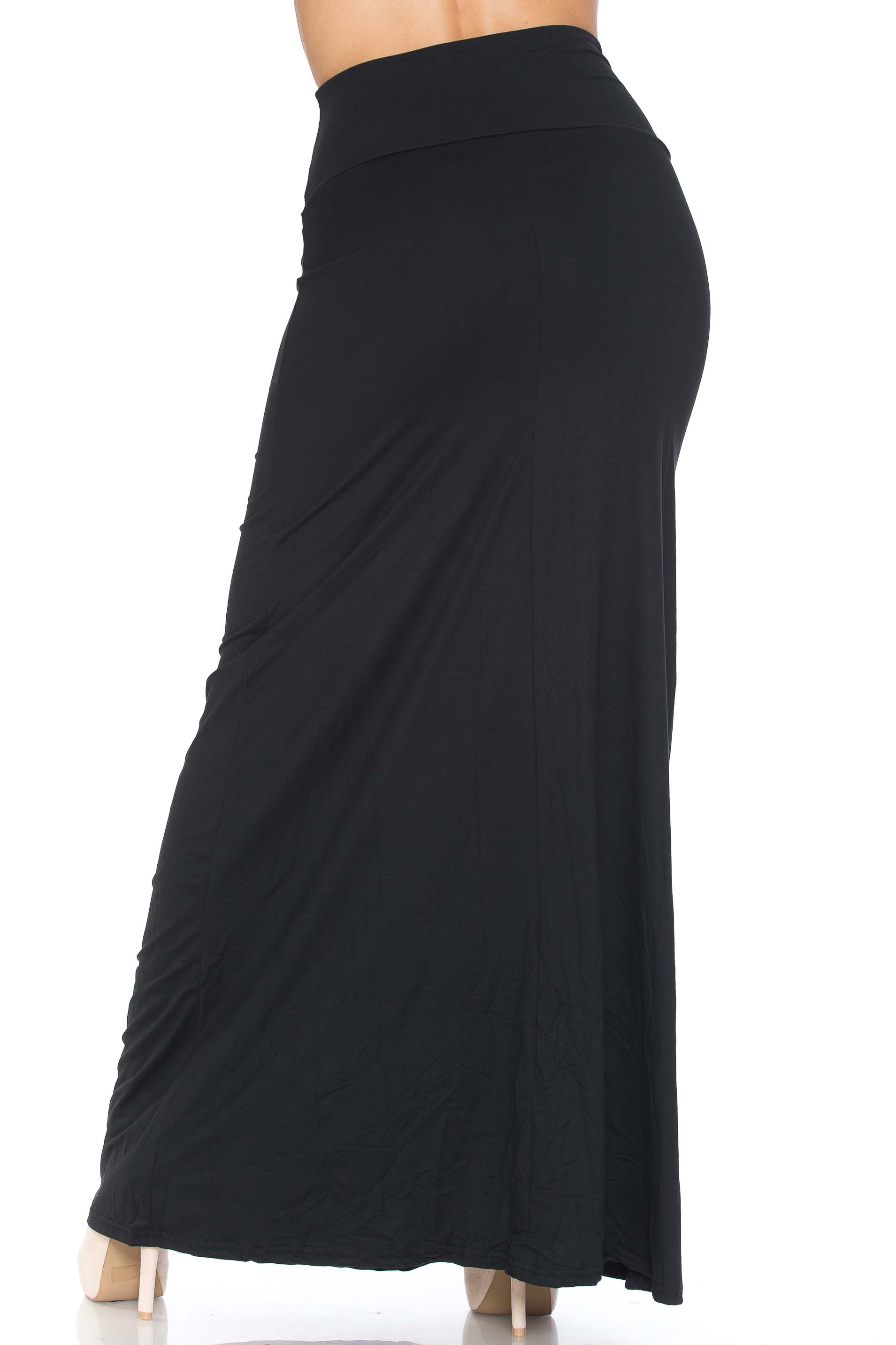 Wholesale Buttery Smooth Basic Black Plus Size Maxi Skirt