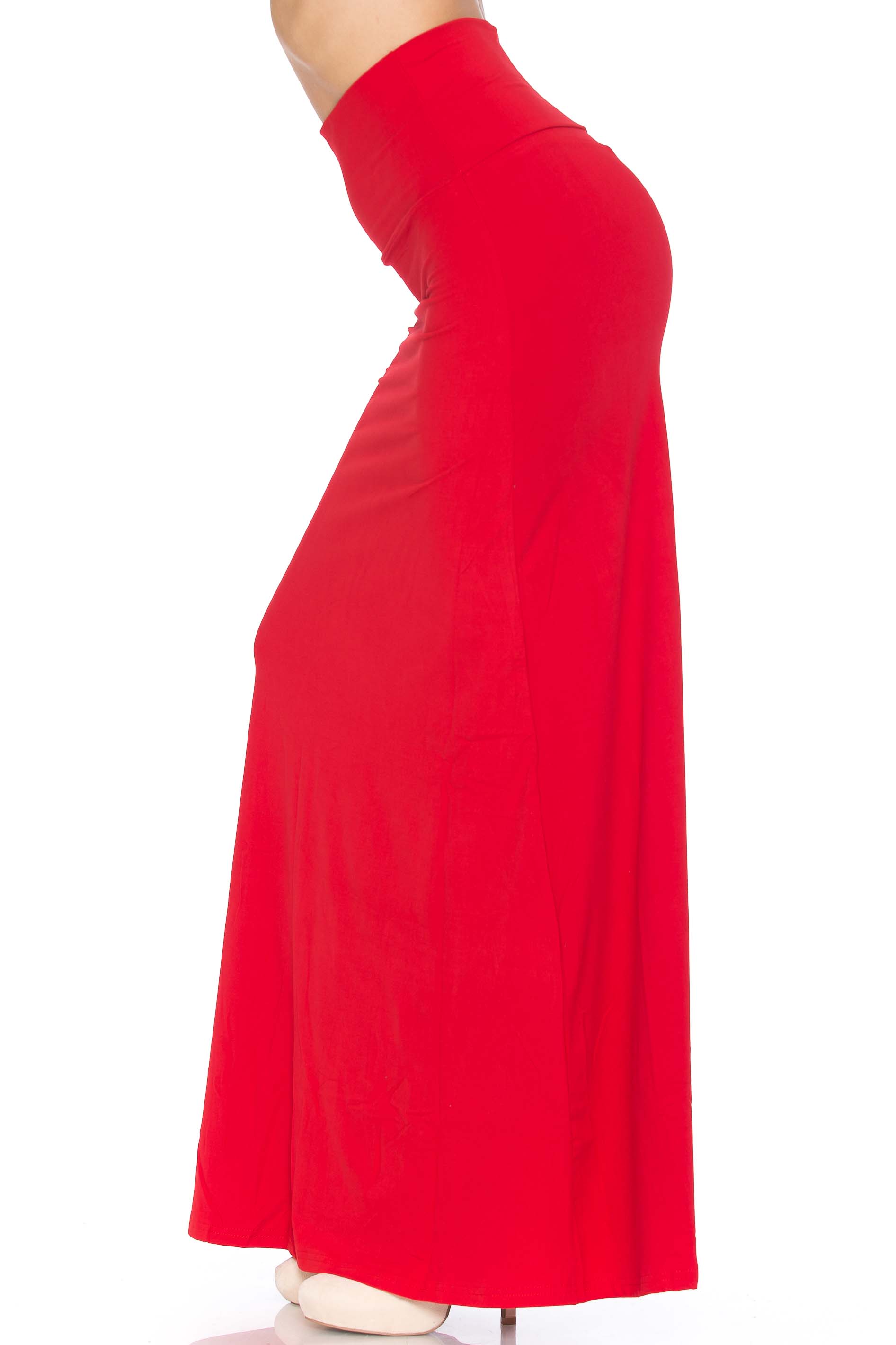 Wholesale Buttery Smooth Basic Red Plus Size Maxi Skirt
