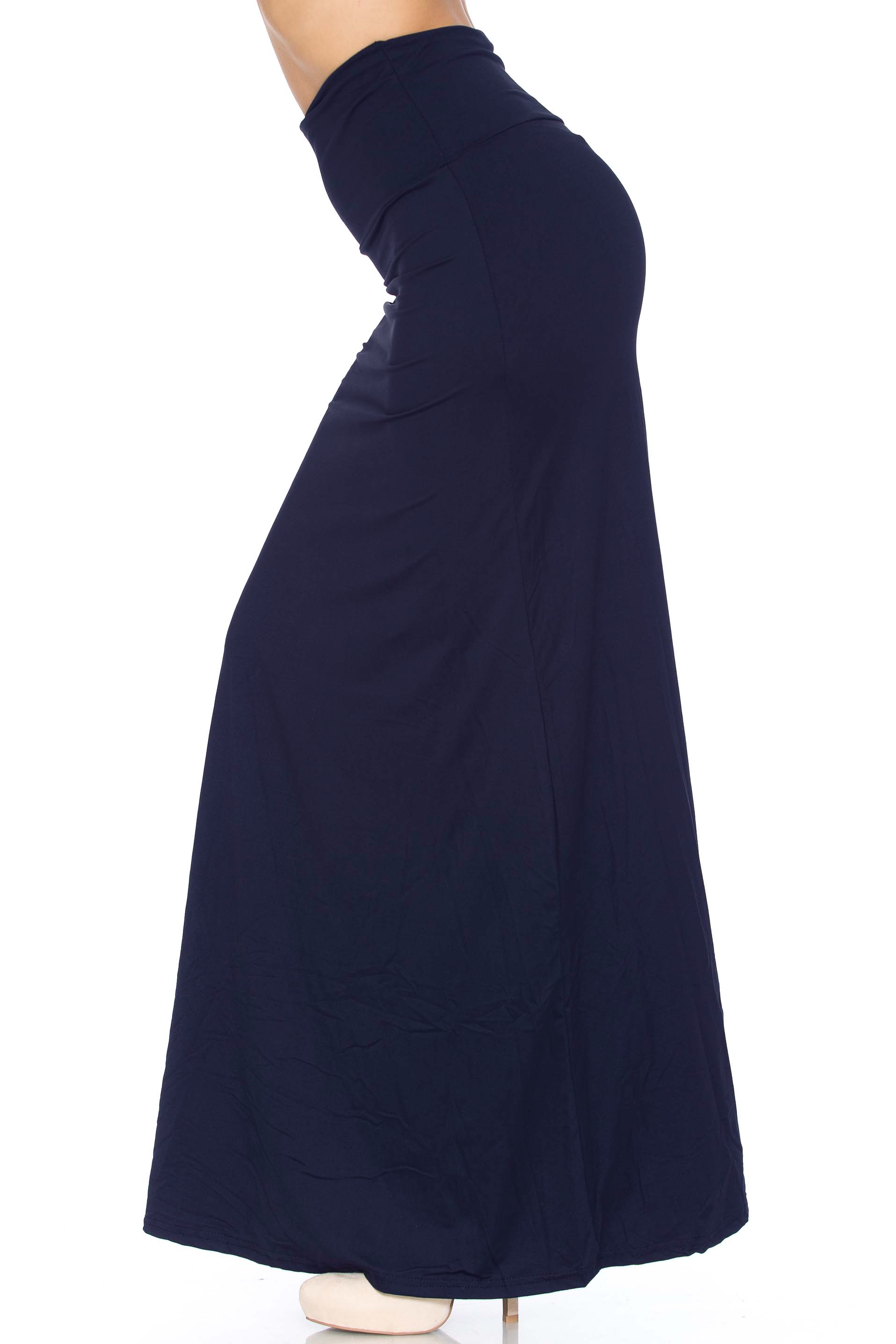 Wholesale Buttery Smooth Basic Navy Maxi Skirt