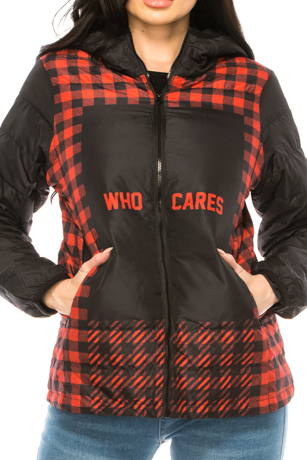 Wholesale Women's Plaid Winter Puffer Down Jacket