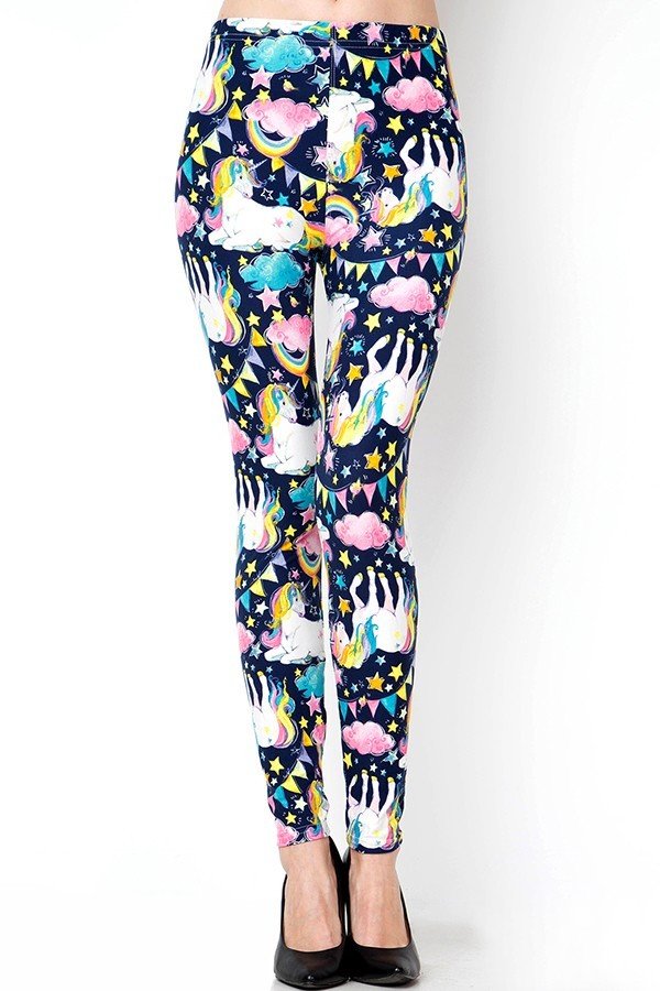 Wholesale Buttery Smooth Rainbow Unicorn Celebration Plus Size Leggings